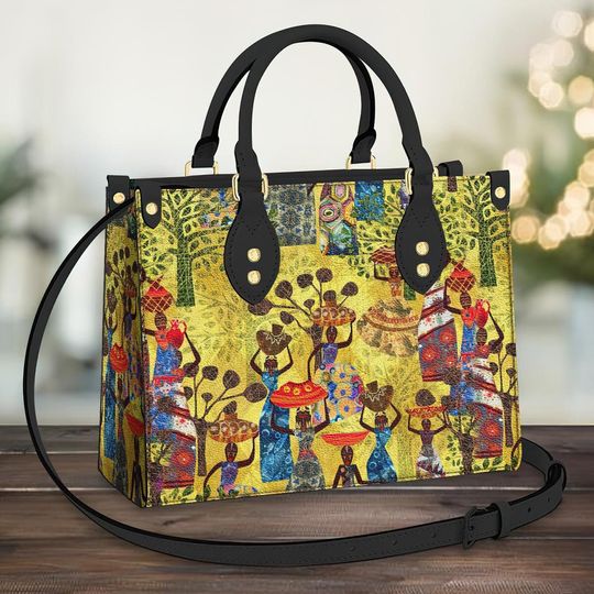 Women Of Africa Leather Bag, Crossbody Bag, Woman Shoulder Bag, Gift for girlfriend, Shopping Bag