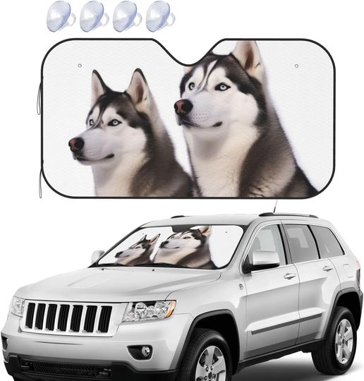 Husky Dog Car Sunshade, Dog Car Decoration, Gift For Dog Lover