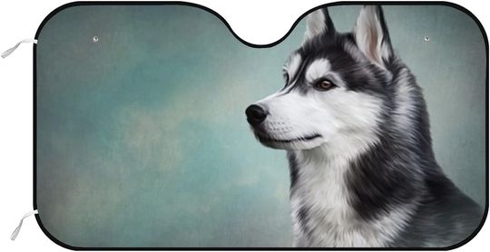 Husky Dog Car Sunshade, Dog Car Decoration, Gift For Dog Lover