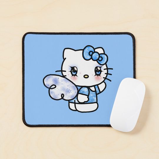 Blue Glitter Angel Hello Kitty Mouse Pad