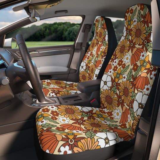 Boho Floral Hippie Car Seat Cover for Women