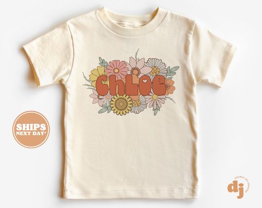 Personalized Girl Shirt - Retro Daisy Wild Flower Toddler Shirt