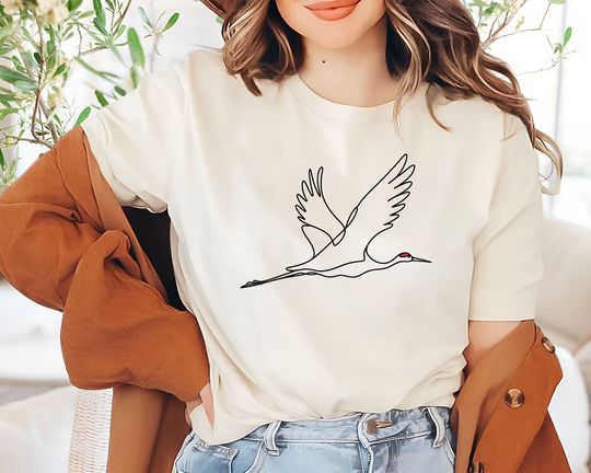 Graceful Crane T-Shirt, Flying Crane Bird TShirt