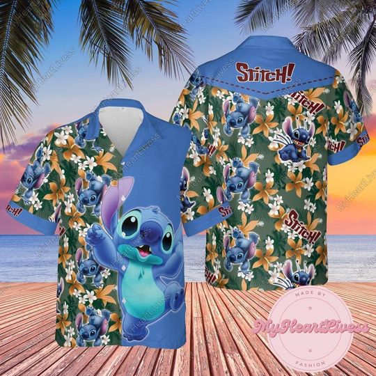 Stitch Hawaiian Shirt, Stitch Summer Shirt, Stitch Aloha Shirt