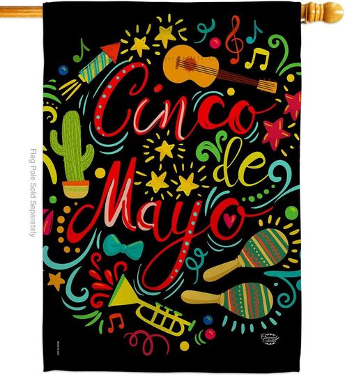 El Fiesta Cinco de Mayo House Flag - Summer Mexican Party Cactus PinataOutdoor Summertime Sunny - Decoration Banner Small Garden Yard Gift