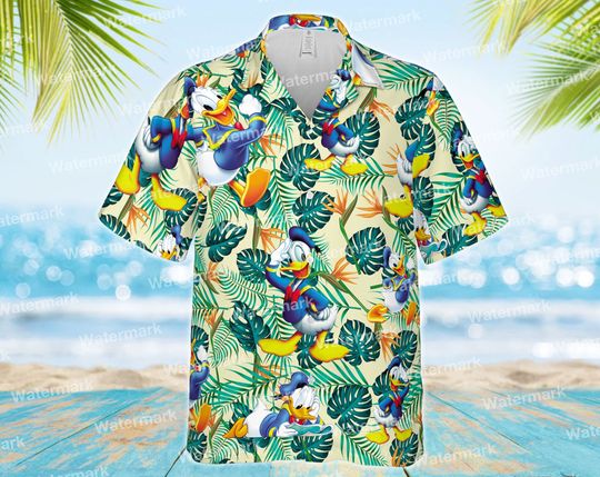Donald Duck Hawaiian Shirt, Swim Trunk With Donald Duck, Disney Trip Summer
