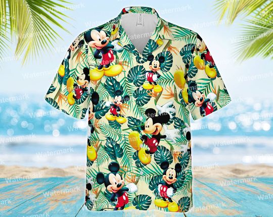 Mickey Mouse Hawaiian Shirt, Swim Trunk With Mickey Mouse, Disney Trip Summer