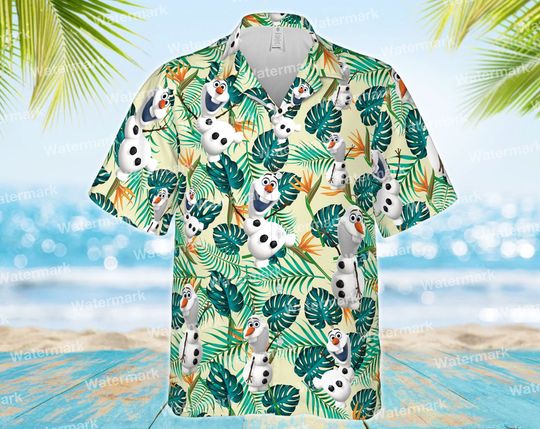 Olaf Hawaiian Shirt, Swim Trunk With Olaf Frozen, Disney Trip Summer
