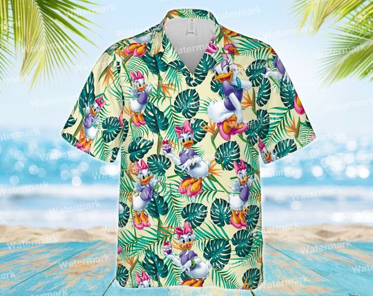 Daisy Duck Hawaiian Shirt, Swim Trunk With Daisy Duck, Disney Trip Summer