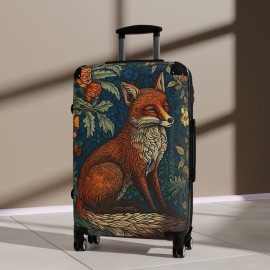 Elegant Morris Fox Print Suitcase, Fox Lover Gift