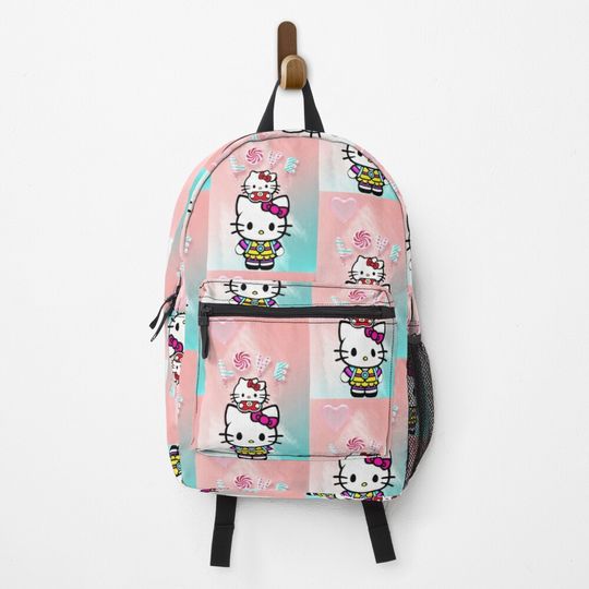 Hello Kitty Designs/ Vibrant Color Hello Kitty Pink/blue Pattern Backpack