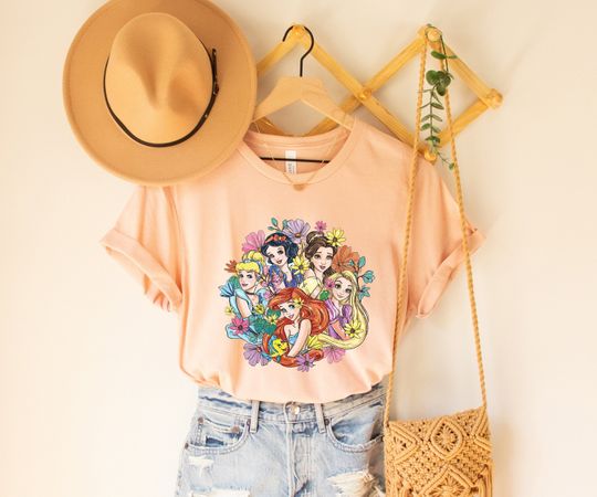 Vintage Floral Disney Princess Shirt, Disney Princess Shirt