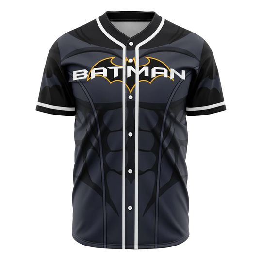 Superhero Baseball Jersey, Dark Knight Costume, DC Heroes Inspired Shirt, Black Man Cosplay, Superhero Party, Team Shirt for DC Fans