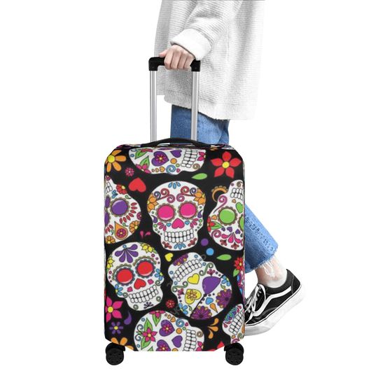 Sugar skull luggage cover, travel luggage cover