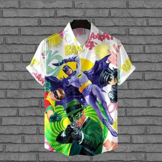 Superhero Batman Movie Short Sleeve Button Hawaiian Shirt