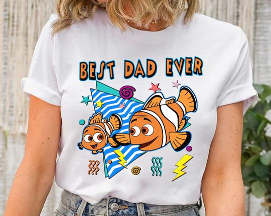 Disney Finding Nemo Best Dad Ever Marlin & Nemo Retro 90s T-shirt