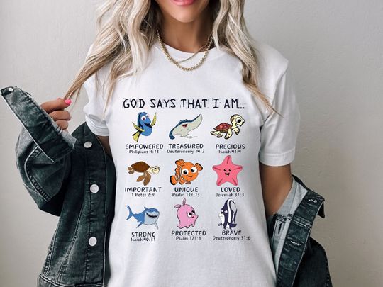 Finding Nemo Movie Characters & God Says That I am... Shirt