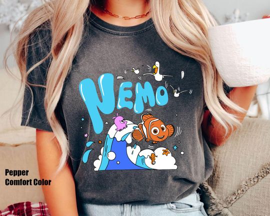 Retro Nemo And Seagull Comfort Colors T-shirt, Disney Finding Nemo Shirt