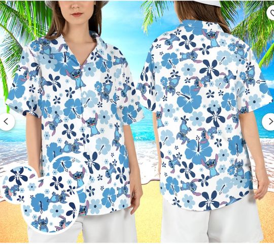 Stitch Tropical Hibiscus Disney Hawaiian Shirt
