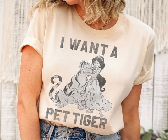 Disney Aladdin Jasmine And Rajah I Want A Pet Tiger Shirt