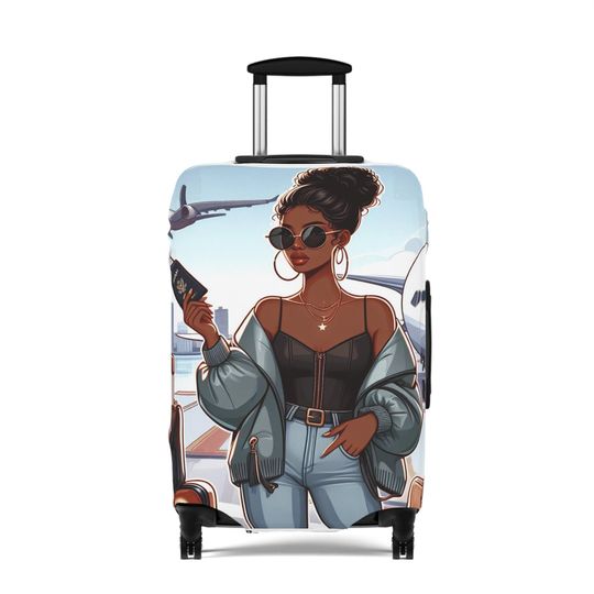 Trendy Black Girl Denim Passport Luggage Cover