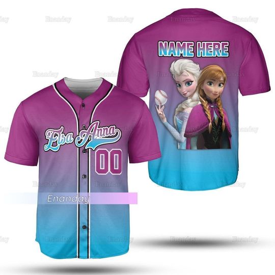 Personalized Disney Elsa And Anna Baseball Jersey