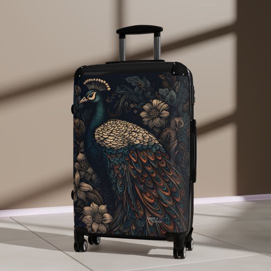 Elegant Peacock Suitcase, Carry On, Suitcase Comes Degree Swivel Wheels