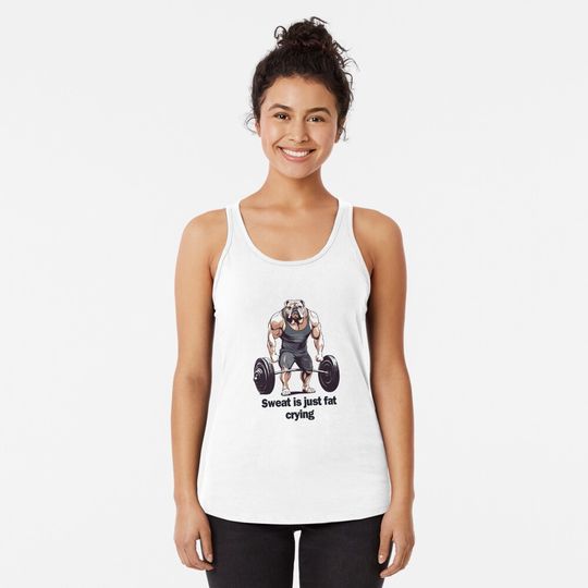 muscle bulldog workout quote Racerback Tank Top