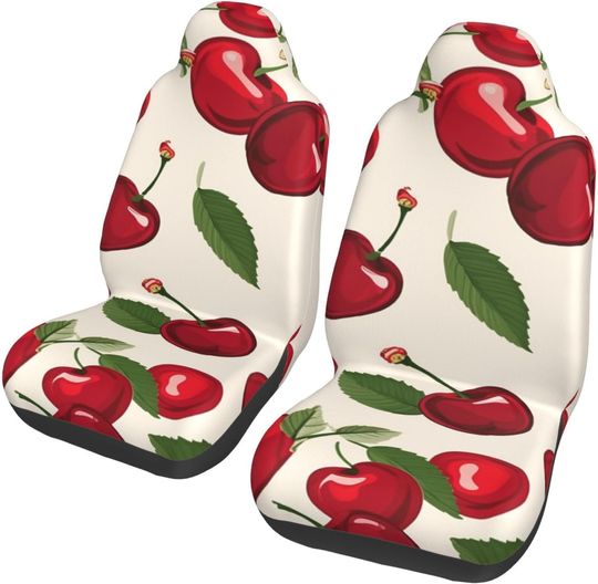 Red Cherry Pattern Print Car Seat Covers