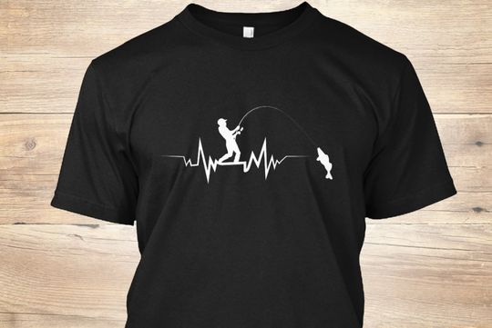 Fishing Heartbeat  T-Shirt - Fishing Shirt - Fisherman Gift - Funny Fishing Tshirt - Fly Fishing T Shirt - Bass Fishing - Father's day