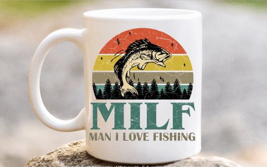 Fishing Mug, Novelty MILF Coffee / Tea Cup, Man I Love Fishing, Fishing Lover Gifts