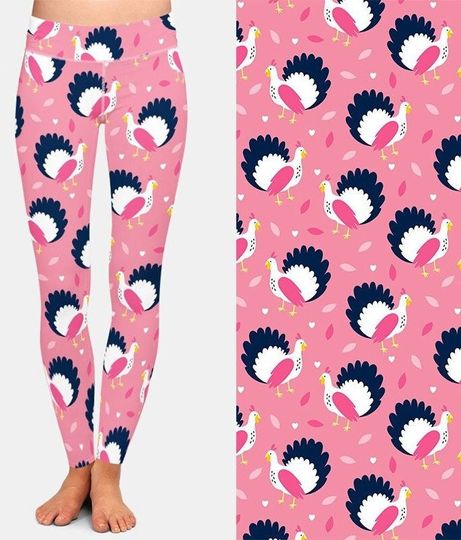 Pink Thanksgiving Turkey Printed Buttery Soft Leggings