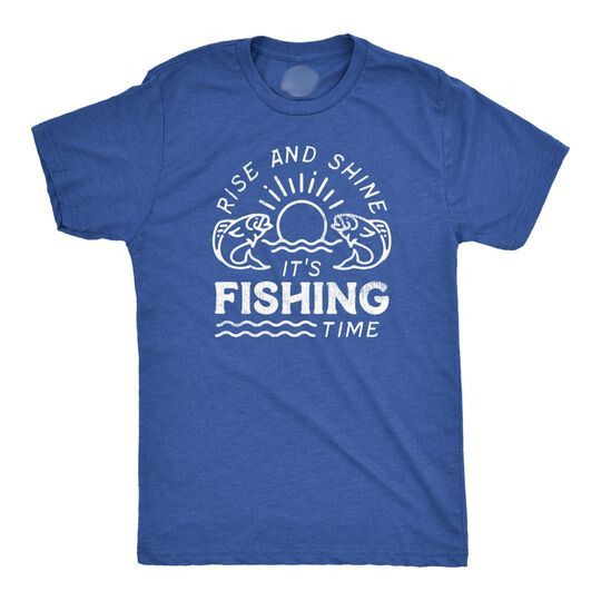 Mens Fishing T shirt, Funny Fishing Shirt, Fishing Graphic Tee, Fisherman Gifts, Present For Fisherman, Rise And Shine, It's Fishing Time