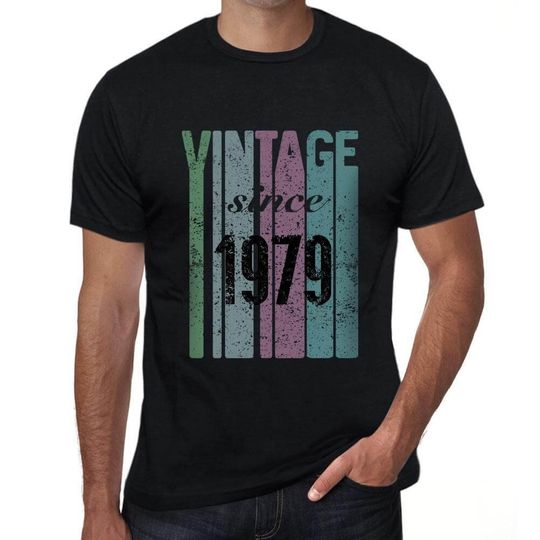 Men's Graphic T-Shirt Vintage Since 1979 45th Birthday Gift 1979 Short Sleeve Vintage Tee 45 Years Novelty