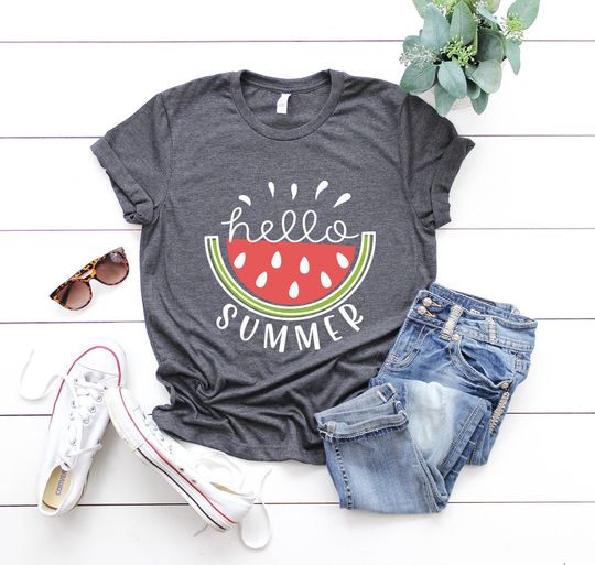 Hello Summer Watermelon T-shirt, Beach Shirt