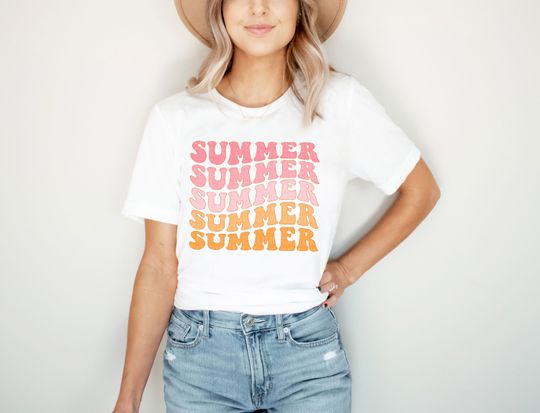 SUMMER Shirt, Retro Graphic Trendy T-Shirt, Summer Shirts
