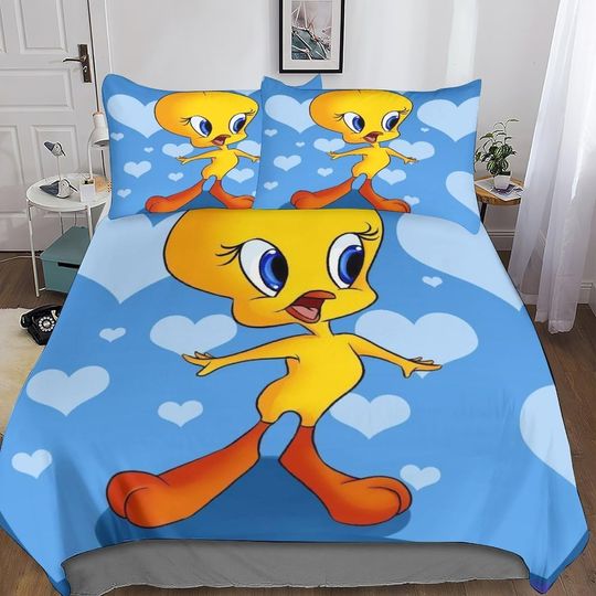 SUCREVEN Tweety Bird 3D Bed Linen Set, Soft Microfibre Cartoon Bedding Set