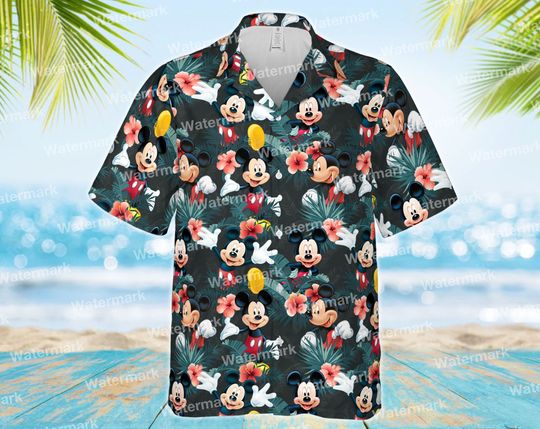 Mickey Mouse Floral Hawaiian Shirt, Family Hawaiian Outfit