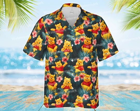 Pooh Floral Hawaiian Shirt, Family Hawaiian Outfit