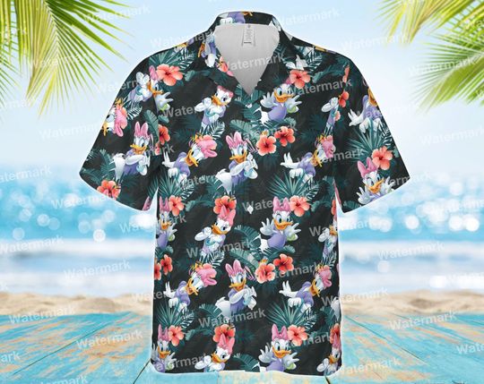 Daisy Duck Floral Hawaiian Shirt, Family Hawaiian Outfit