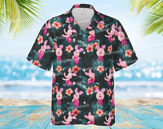 Piglet Floral Hawaiian Shirt, Family Hawaiian Outfit