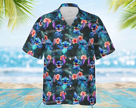 Stitch Floral Hawaiian Shirt, Family Hawaiian Outfit