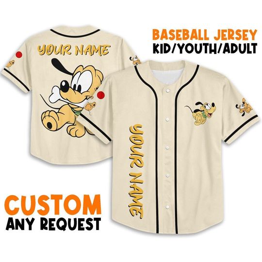 Pluto Baseball Jersey, Disney Cute baseball jersey