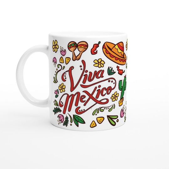 Viva Mexico Ceramic Mug, Mexican Fiesta CoffeeMug
