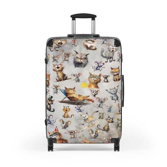 Custom Cat Lover Luggage, Hard Shell Suitcase, Playful Luggage