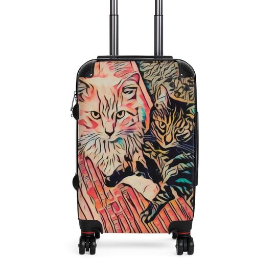 Cozy Cats Wheeled Spinner Suitcase, Sturdy Lightweight Rolling Travel Gear, Cat, Animal Lovers Carry On Luggage