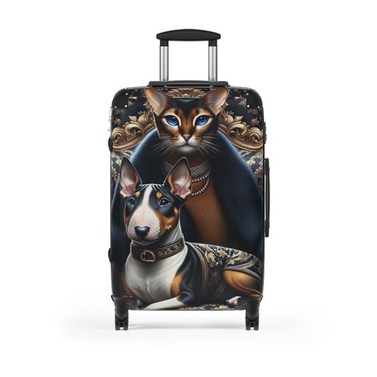 Bullterrier and abyssian cat suitcase luxury good quality best
