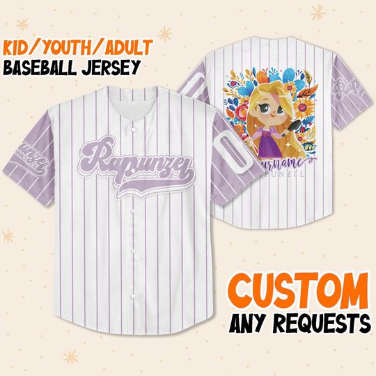 Personalized Rapunzel Princess Disney Baseball Jersey