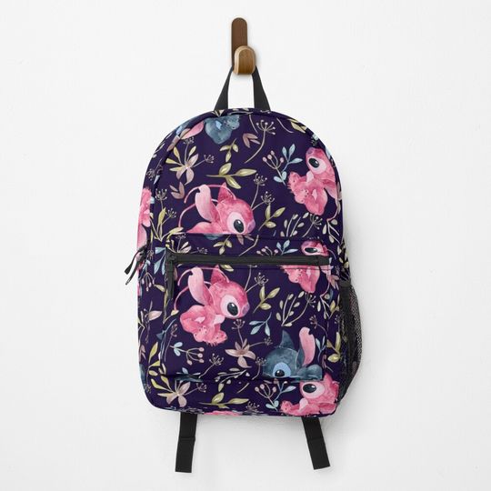 Tropical floral on black Backpack