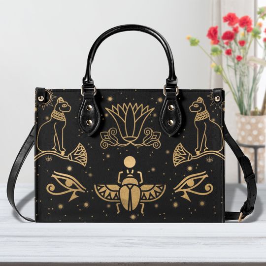 Egyptian Scarab Beetle Purse, Luxe Jane Faux Leather Purse, Cute women Hand Bag